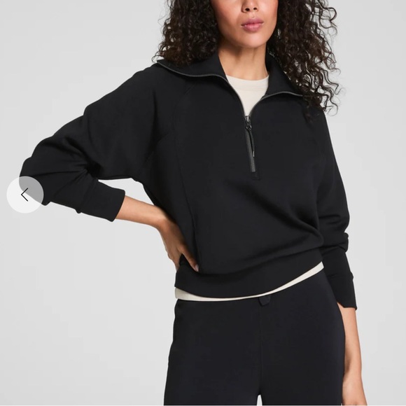 Spanx AirEssential Half Zip pullover sweater Very Black oversized - Picture 1 of 13